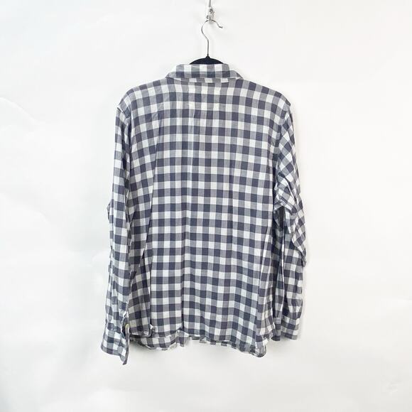 Life is Good XL Womens Gray White Plaid Check Button-Front Shirt Top - Picture 7 of 9